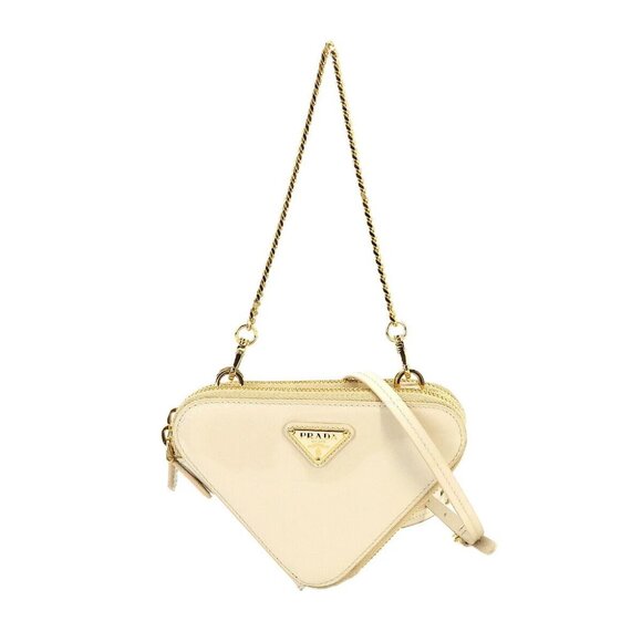 PRADA Triangle Mini Pouch Hand Shoulder Bag Patent leather 1NR015 90231311 - Picture 1 of 11